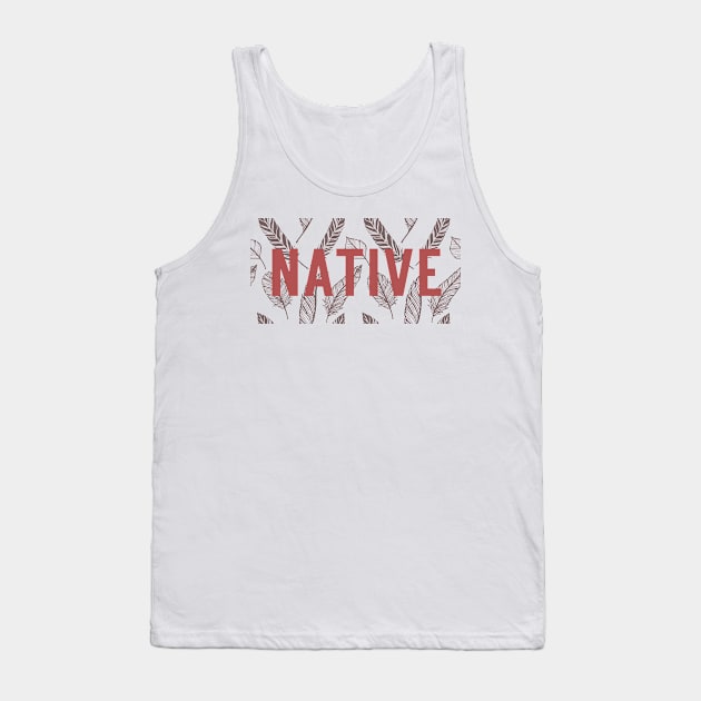 NATIVE Feather Design Red and Maroon Print Tank Top by Eyanosa